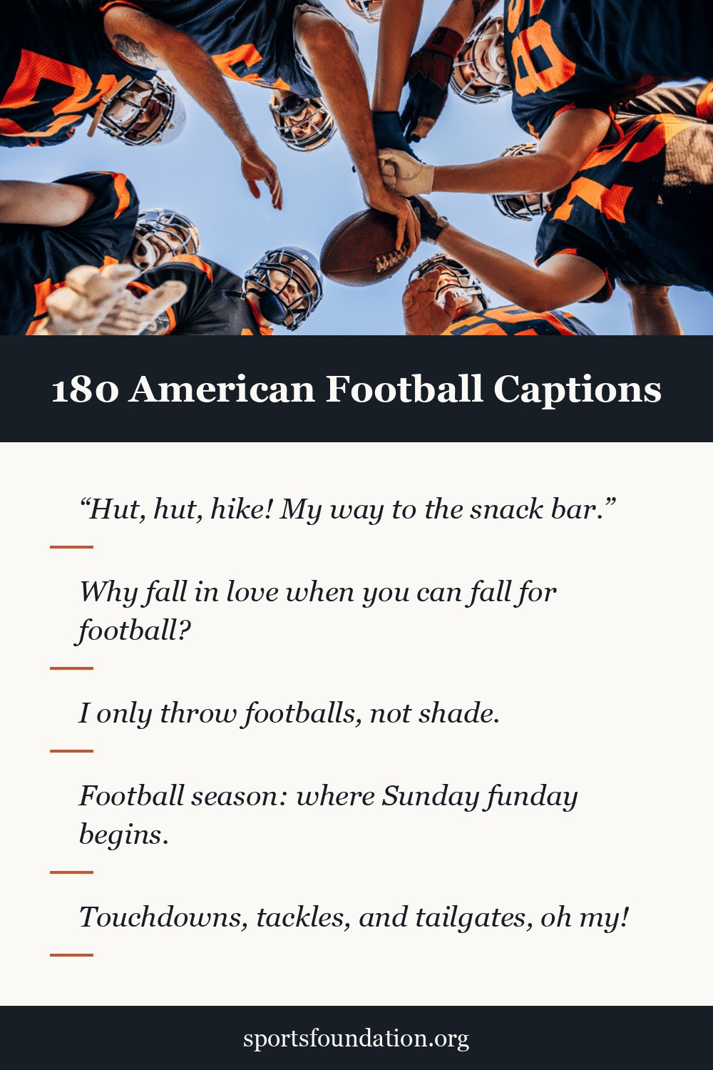 180 American Football captions for Instagram