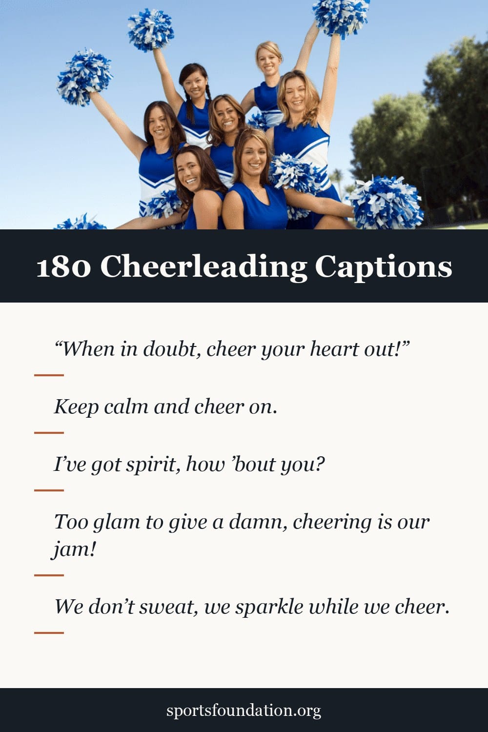 180 Cheerleading captions for Instagram