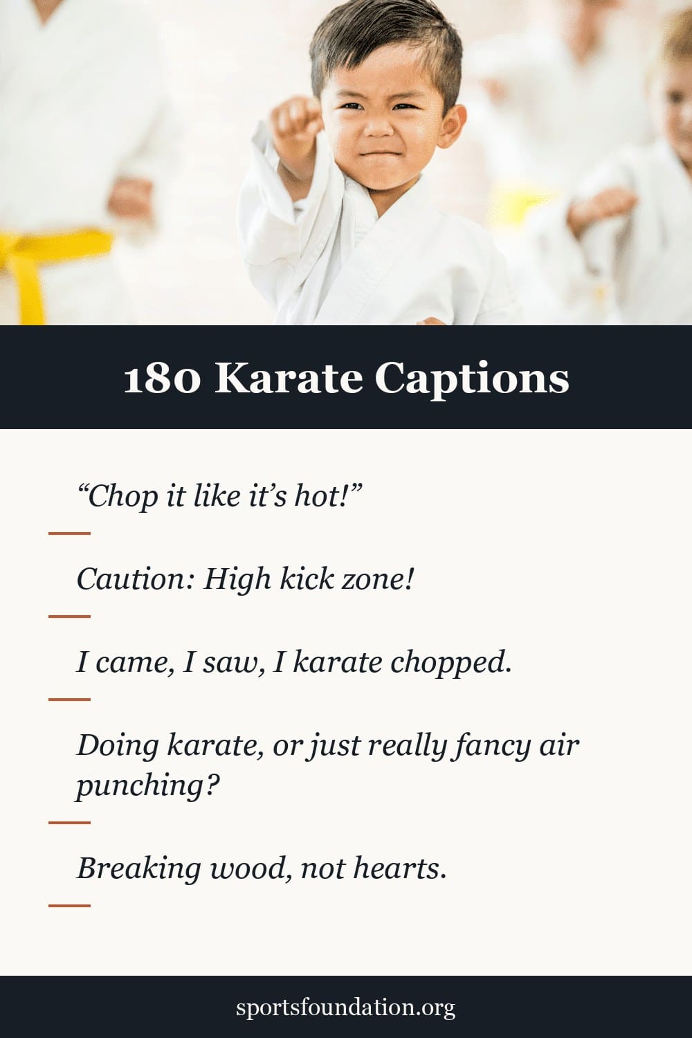 180 Karate captions for Instagram