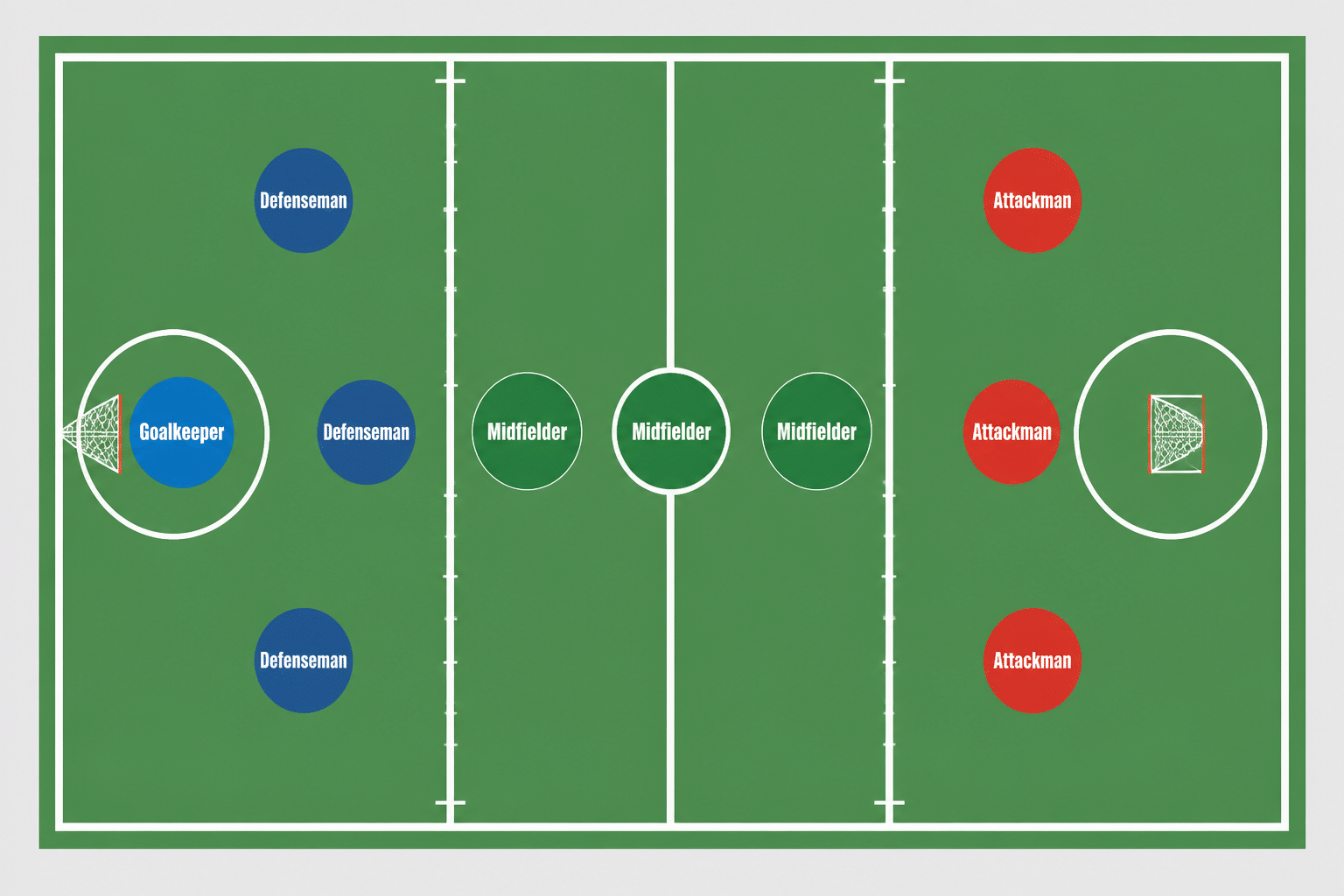 Lacrosse positions diagram showing all 10 positions on the field