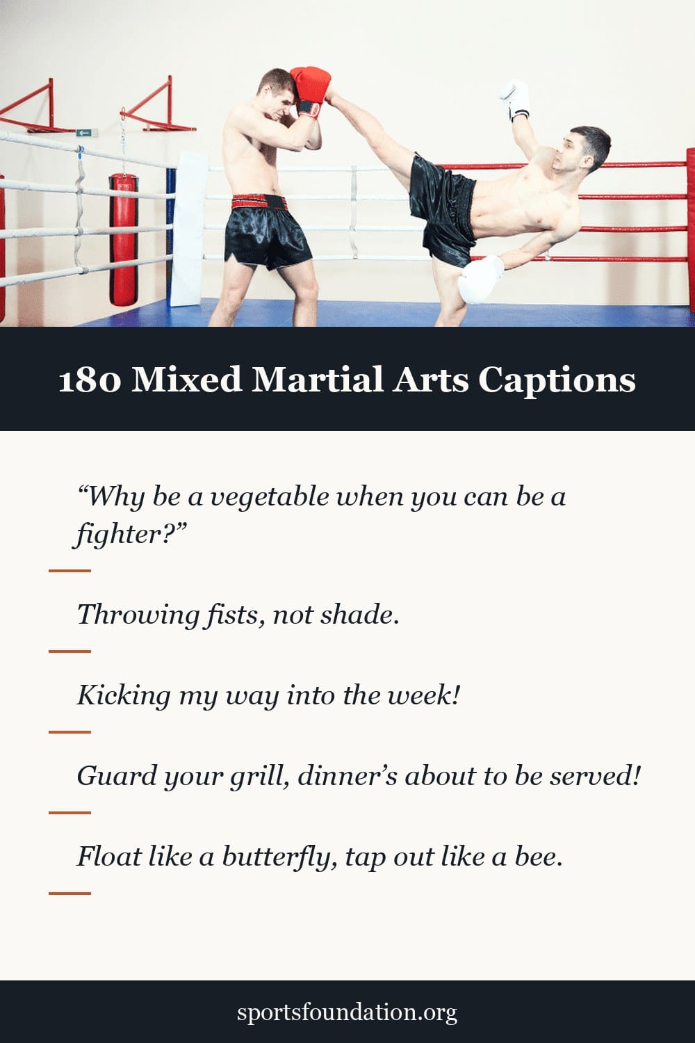 180 Mixed Martial Arts captions for Instagram