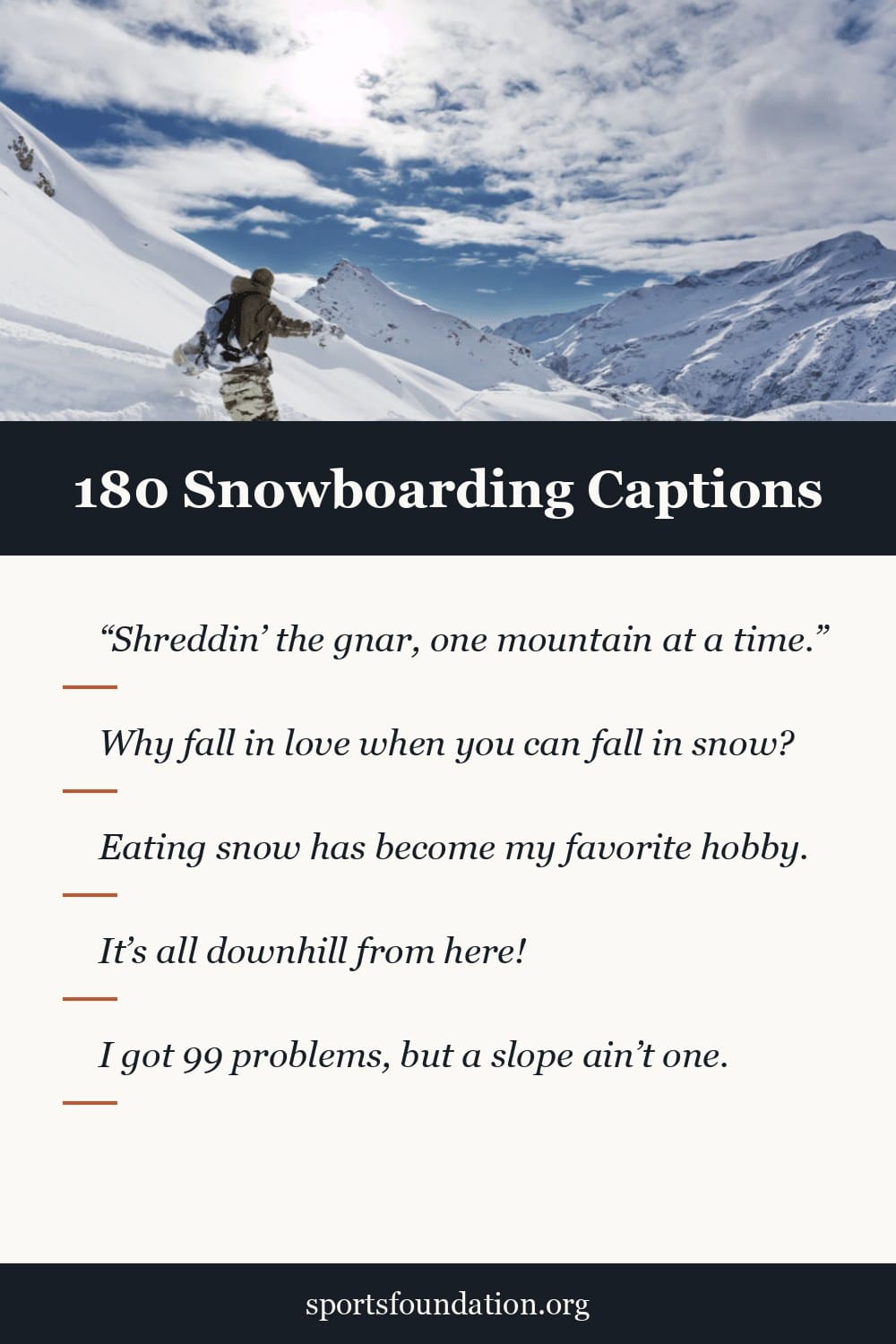 180 Snowboarding captions for Instagram