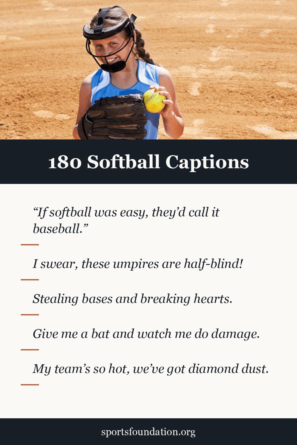 180 Softball captions for Instagram