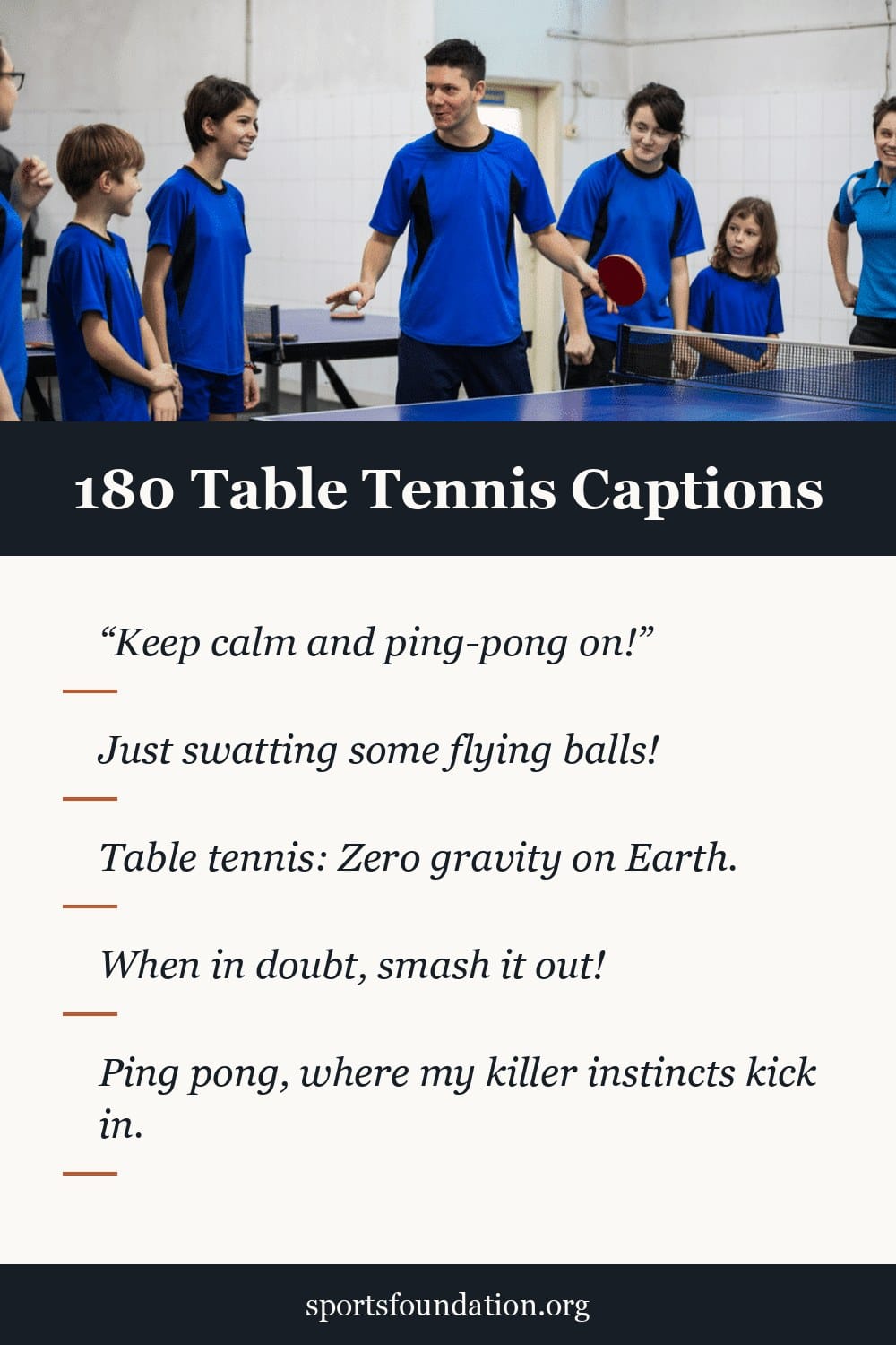 180 Table Tennis captions for Instagram