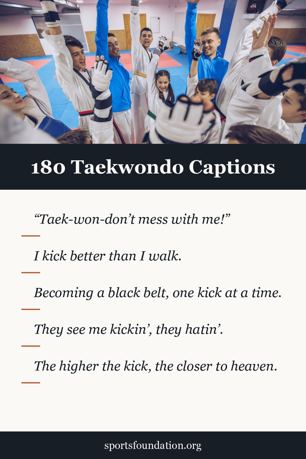 180 Taekwondo captions for Instagram