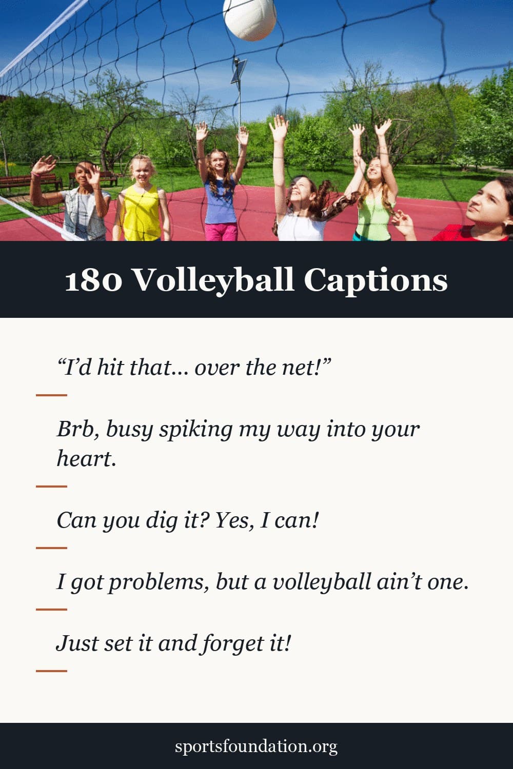 180 Volleyball captions for Instagram