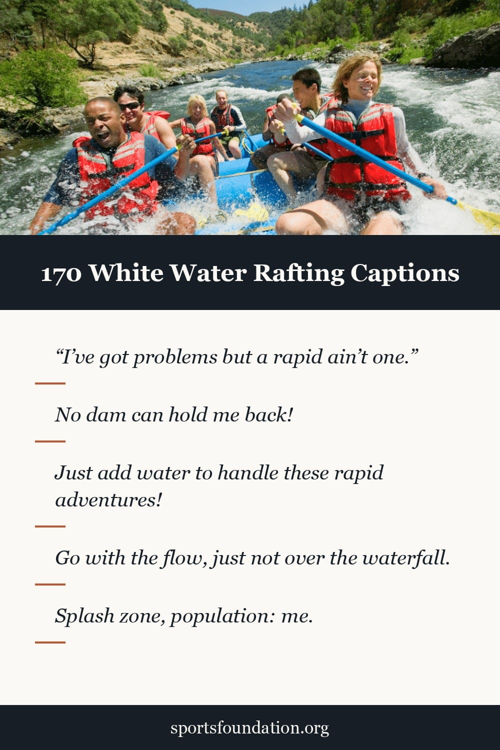 170 White Water Rafting captions for Instagram