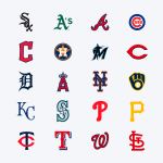 Logos of all MLB teams, grouped by division