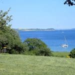 Disc golf course on a hill above the sea