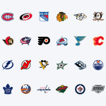 Logos of all NHL teams, grouped by division